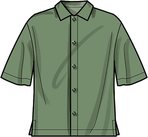 Simplicity Men's Relaxed Fit Shirt and Tapered Shorts or Pants Packet, Code 9279 Sewing Pattern, Sizes 34-42, White...