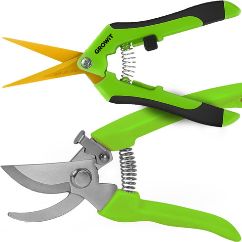 Pruning Shears & Gardening Scissors Set - 7"" Titanium Coated Sharp Garden Clippers, Stainless Steel Garden Shears for Plant - Garden Pruners, Flo...