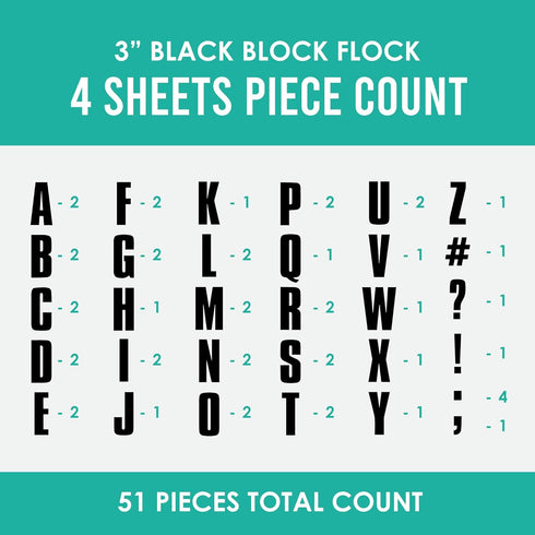S.E.I 51 Pieces Iron-On Letters: 3 Inch Iron-On Letters for Clothing, Block Fabric Letters for T-shirts, Jerseys, & More (Block Flock, Black)...