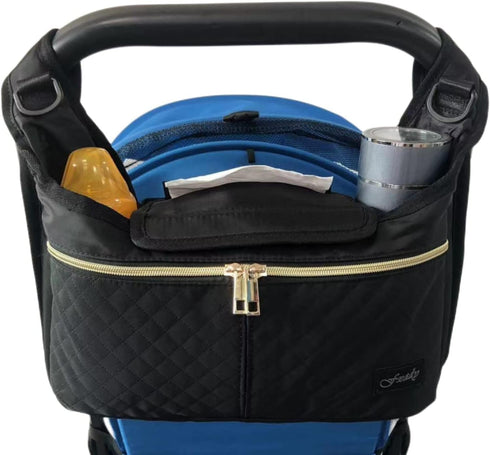 Universal Stroller Organize with Insulated Cup Holder,Diaper Storage, Baby Stroller Organizer Fits for Stroller like Uppababy, Baby Jogger, Britax...