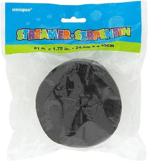 Premium Black Crepe Paper Streamer - 81 ft (1 Pc) - Perfect for Birthdays, Weddings, and Events...