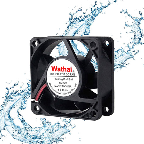 Wathai 60mm x 25mm 12V Waterproof Small Fan Dual Ball High Speed DIY Cooling for RV Refrigerator, Computer Case, Generator, Plant Tank or Terrariu...