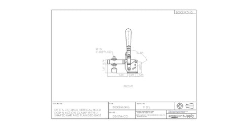 DE STA CO 210-U Vertical Hold Down Action Clamp with U-Shaped Bar and Flanged Base...
