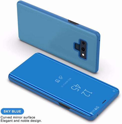 Omorro Case for Galaxy Note 9 Luxury Clear View Electroplate Mirror Makeup Design Flip Wallet 360 Full Body Built-in Screen Protection Slim Hard M...