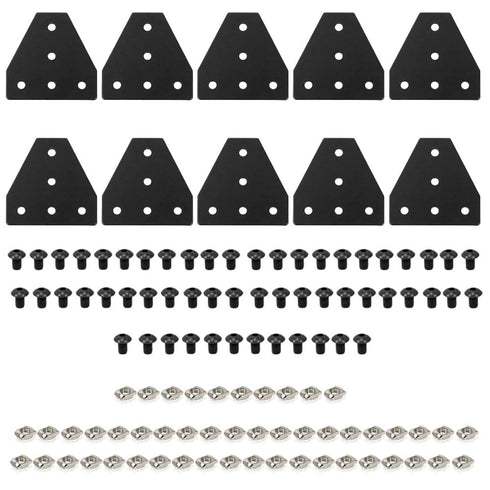 10pcs 2020 Extrusion T Plate Joining Corner Bracket Connector T Slot Hardware 8020 V Slot Aluminum Extrusion Accessories with T Nuts and Screws fo...