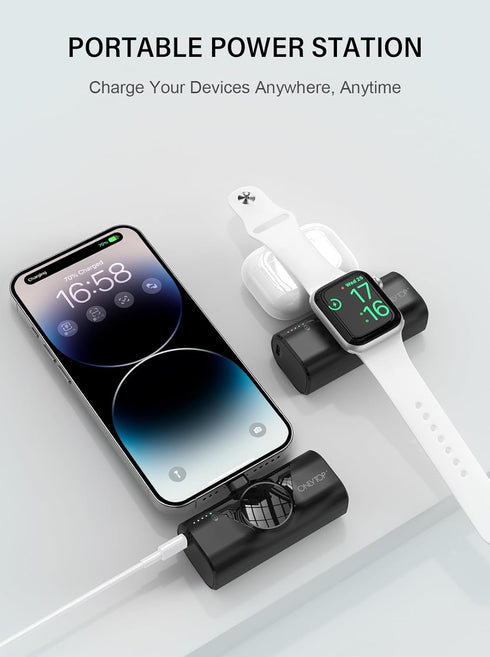 Travel Essentials Portable Charger for iPhone 14 Compact Connector Charging Battery 4500mAh Mini Power Bank Compatible with Apple Watch 9/Ultra2/8...