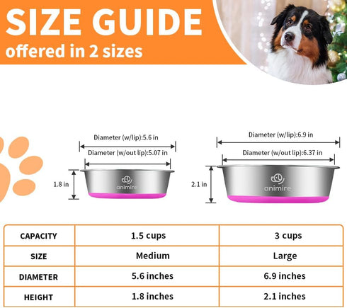 2-in-1 Metal Dog Bowl with Slow Feeder Insert, Stainless Steel Dog Bowls Food Grade 304, Water Food Bowl with Anti-Slip Silicone Base for Small & ...