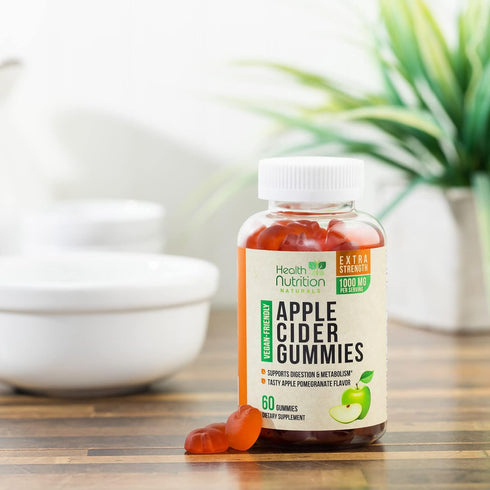 Vegan Apple Cider Vinegar Gummies | Max Strength 1000mg | ACV Supplement Gummy Vitamins for Adults, Supports Digestion, Metabolism, Natural Apple ...
