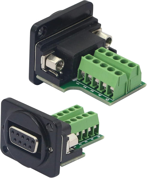 QIANRENON DB9 Panel Mount Terminal RS232 Serial to Terminal Female Adapter Connector Breakout Board, 9 Pin Welding-Free D-Type Connector,Black...