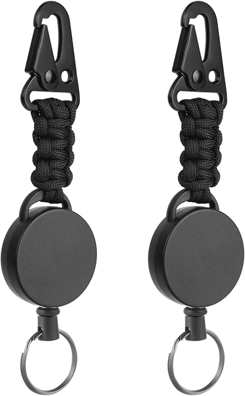 2 Pack Retractable Keychain, Heavy Duty Retractable Badge Holder Reel, Retractable ID Badge Clip Reel with Steel Cable and Carabiner Clip, Badge R...
