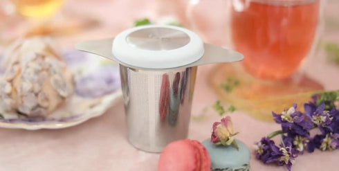 Teabloom Universal Loose Tea Infuser with Dual-function Lid/Dish – Fits Cups, Mugs, Teapots – Lid Touchpoints Remain Cool to the Touch – Steep Tea...