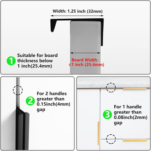 10 Pack Black Finger Pulls for Cabinets 76mm/3inch Hole Centers, Modern Edge Pulls Kitchen Cabinet Handles Drawer Tabs Pull Hardware Aluminum...