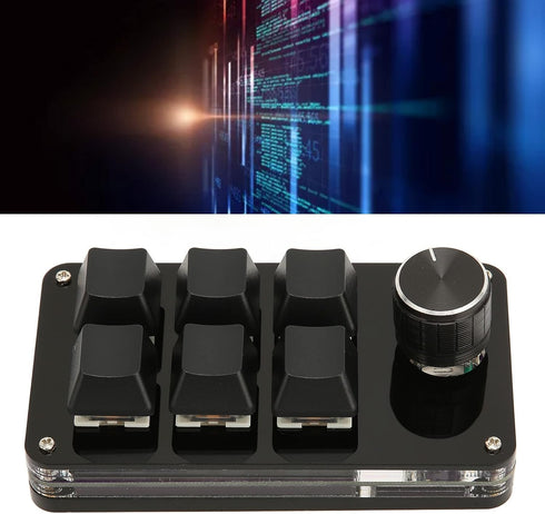 SUNGOOYUE Keyboard with Macro Keys, 6 Key Mini Keypad with Knob, Macro USB DIY Programmable Keyboard for Gaming Office...