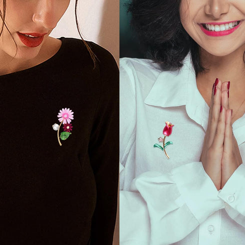 4 Pcs Elegant Flower Brooches Pin for Women Rhinestone Pearl Brooch Pins and Fashion rose Lapel Brooch pins for Women Girls Party Daily jewelry...