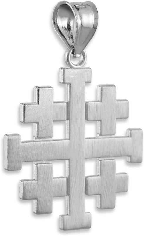 Religious Jewelry Matte Finish 925 Sterling Silver Crusaders Jerusalem Cross Pendant...