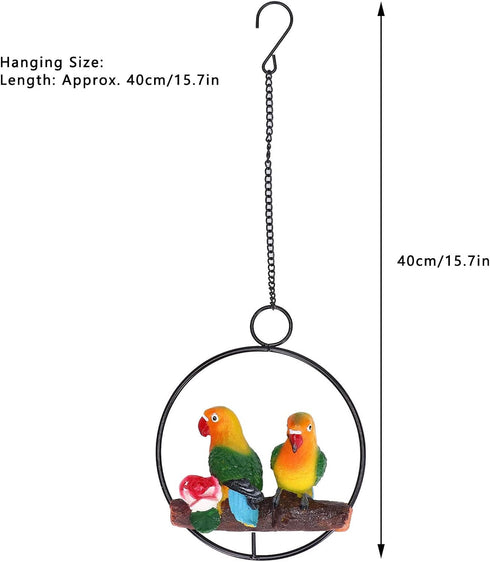 Hanging Parrot Sculpture, Parrot Statue On Metal Ring Garden Bird Hanging Chain Statue Decor for Patio Home Garden...