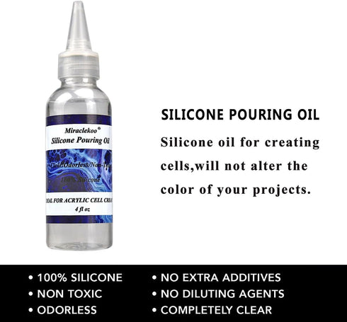 Silicone Pouring Oil Pure Silicone Oil for Creating Cell in Acrylic Paint Resin Pouring,4 Ounce...