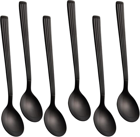 Espresso Spoons 6 PCS, Coffee Spoons 6.5 Inches with Anti Slip Striped Handle, 18/8 Stainless Steel Tea Spoons Set Serving for Ice Cream Dessert, ...
