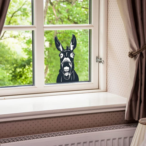 Outdoor Metal Art Funny Peeping Animal Statue Stakes Fence Landscape for Yard Garden Decor Animal Silhouette Ornaments (Donkey)...