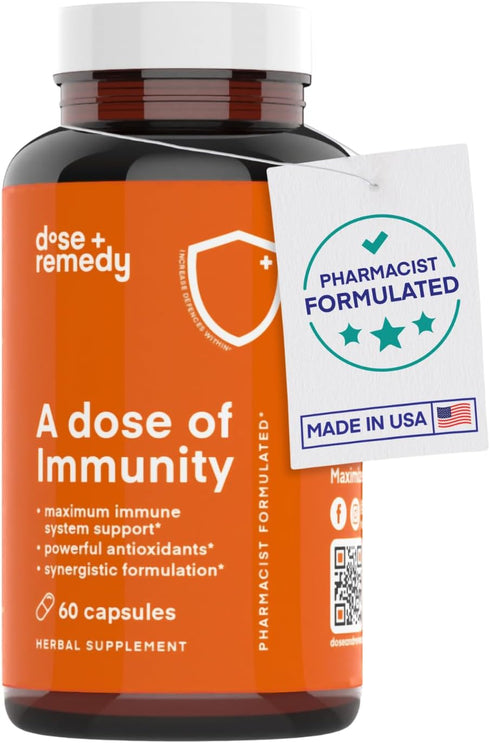 A Dose of Immunity Quercetin with Vitamin C and Zinc, Vitamin D, 500mg Quercetin Bromelain with Echinacea & B Vitamins, Lung Immune Support Supple...