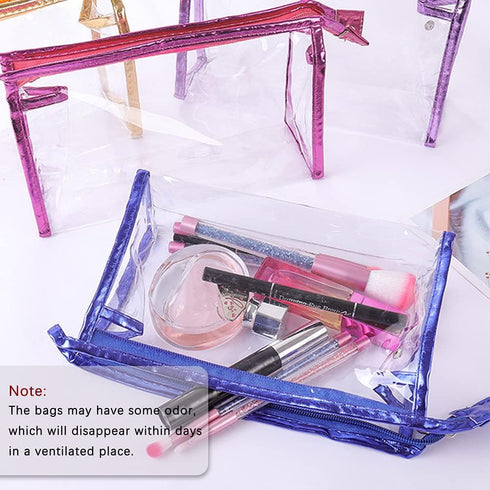 SITAKE 12 Pcs Portable Transparent Cosmetic Bags, Clear Waterproof Makeup Bags with Handle, PVC Travel Toiletry Bags Pouches, Clear Pencil Cases, ...