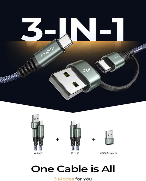 AINOPE USB C to USB C Cable 6FT 3.1A Type C to Type C Cable Sturdy Nylon Braided USB A/C to USB-C Cable Compatible with iPad Pro/Air/Mini 6 MacBoo...