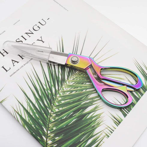 NatSumeBasics 8" Fabric Scissors Rainbow All Stainless Steel Sewing Tailor Scissor Craft Shear Heavy Duty Dressmaker Shears for Home Office (Rainb...