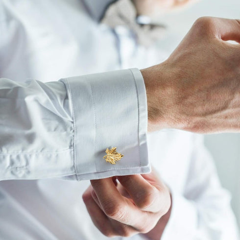 Amosfun 1 Pair of Maple Leaf Cufflinks for The Maple City Handsome Cufflinks for Men Metal Cufflinks for Wedding Bussiness Anniversary Birthday Go...