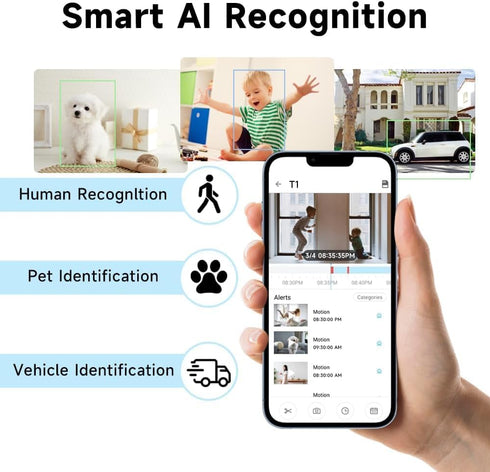 Rraycom 2K Security Cameras for Home Security,4MP WiFi Indoor Camera with Color Night Vision, AI Motion Detection, Two-Way Audio, Cloud & SD Card ...
