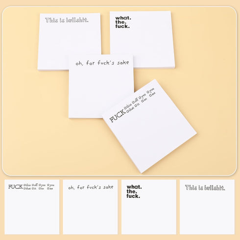 4 Pieces Funny Sticky Notes for Adults, F*ck Sticky Note, Oh, for Fu*k's Sake Novelty Memo Pads, This is Bullshit, Rude Notes Office Supplies, Spo...