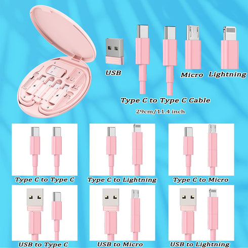 Multi USB Charging Adapter Cable Kit, USB C to Lighting Adapter Box, Conversion Set USB A & Type C to Male Micro/Type C/Lightning, Data Transfer, ...