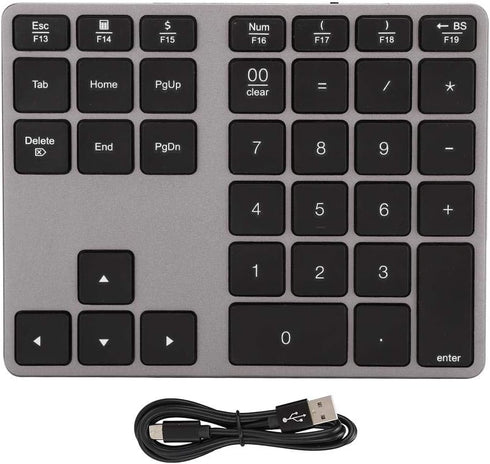 Bluetooth Numeric Keypad, 35Keys Ultra Thin Number Pad Bluetooth5.0 Rechargeable for Tablet for Windows for Laptop/Smartphone(Iron Gray)...