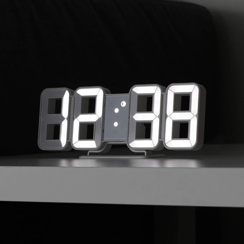 mooas 3D Pure Mini White LED Clock, Multi-Function LED Clock (Calendar, Alarm, Temperature) (8.5" White Table Alarm Clock)...