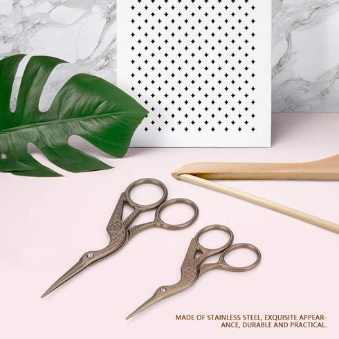 Embroidery Scissors Stork, 2 Pcs Bird Scissors Black Stainless Steel Crane Design Embroidery Scissors, Stork Shears Scissors for DIY Embroidery, C...