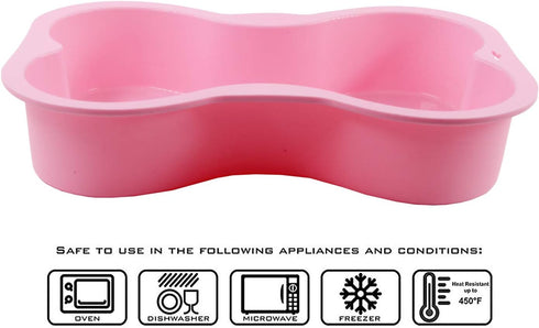 Dog Birthday Cake Mold Silicone Bone Shape Cake Pan with Decorating Pen (Pink, 10")...
