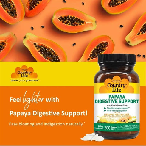 COUNTRY LIFE Papaya Digestive Support, 200 CT...