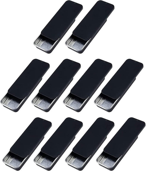 MY MIRONEY 3.15" x 1.34" x 0.43" Metal Slide Top Tin Containers Black Rectangle Metal Tin Box Empty Storage Organizer Tins for Candles,Candies,Gif...
