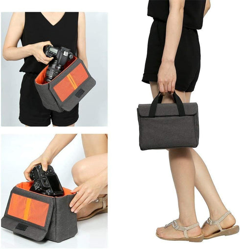 BAIGIO Camera Insert Bag Inner Case High-Capacity Shockproof and Waterproof DSLR SLR Camera Small Inner Bag Foldable Protective Bag Inner Camera O...