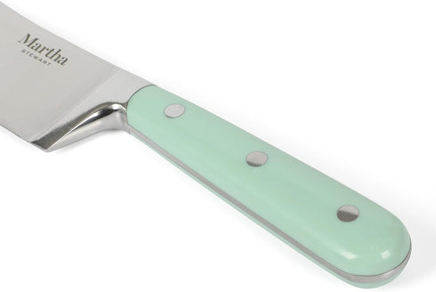 Martha Stewart 8 Inch Forged Triple Riveted Stainless Steel Chef Knife - Martha Blue...