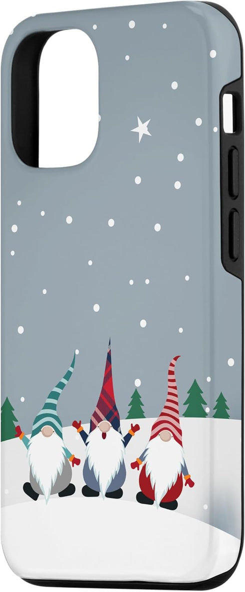 iPhone 12/12 Pro Christmas Gnomes Plaid Stripes Pattern Holidays Snow Winter Case...