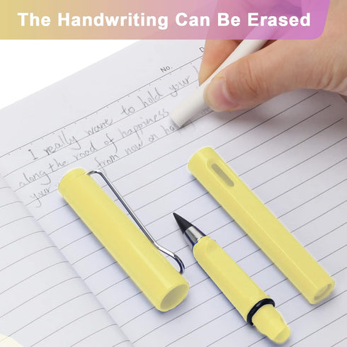 3+8Pcs Everlasting Pencil, Everlasting Pencil Inkless Pen Everlasting Reusable Unlimited Writing Pencils Metal Inkless Writing Pens With 8Pcs Pen ...