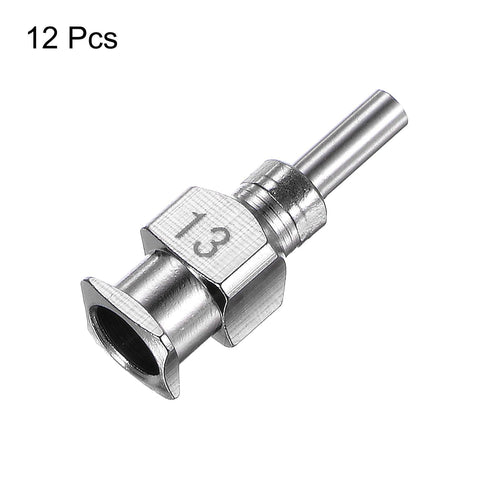 12pcs 13Gauge Stainless Steel Dispensing Needles, 1/4" All Metal Glue Needle Tube Blunt Tips Luer Lock for Thick Liquids, Ink, Glue, Lab Use...