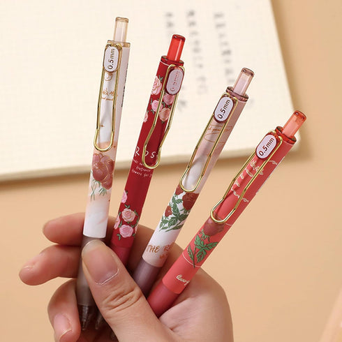 4 Pcs Gel Ink Pens Flower Retractable Pens 0.5mm Black Ink Gel Pens Women Girls Cute Aesthetic Pens Office School Pens (Flower-2)...