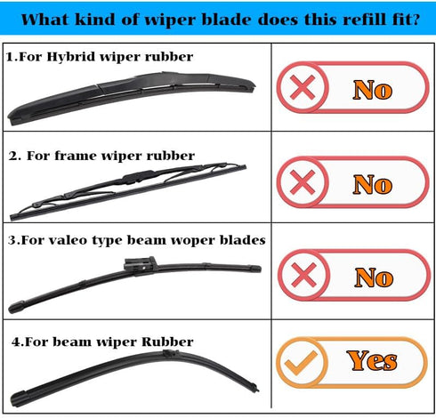 4PCS Car Windshield Wiper Blade Strips,DIY Car Window Frameless Boneless Wiper Blade Insert Rubber Replacement Adjustable Refills,Universal for My...