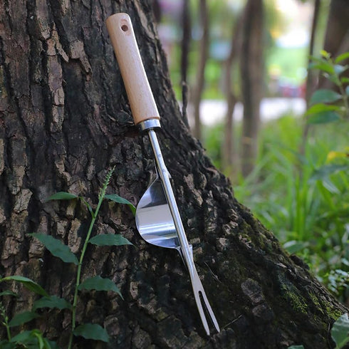 1pc Wood Handle Stainless Steel Garden Weeder, Hand Weeding Removal Cutter Puller Tools, Multifunction Weeder Transplant...