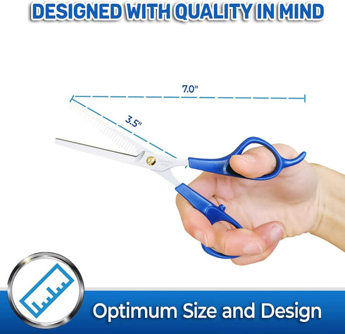 PET MAGASIN Pet Thinning Shears - Professional Thinning Scissors with Toothed Blade - Blue...