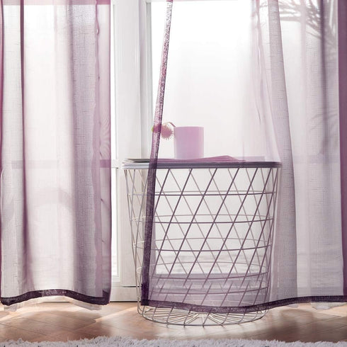 MIULEE 2 Panels Solid Color Plum Purple Sheer Curtains Elegant Grommet Window Voile Panels/Drapes/Treatment for Bedroom Living Room (54X84 Inch?Pl...