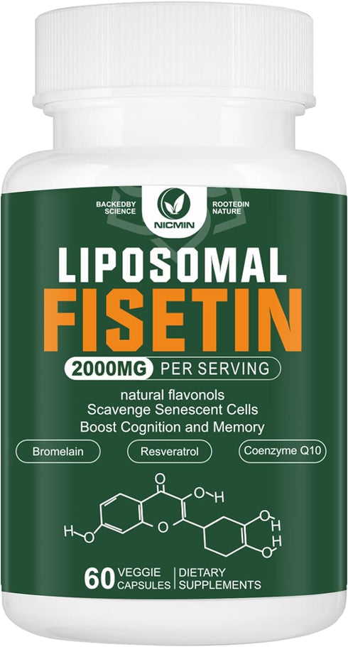 Liposomal Fisetin Supplement, 2000MG, 98% Pure Fisetin Polyphenols Antioxidants, with Quercetin, TMG and Resveratrol, for Healthy Aging, Cognitive...