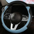 Fashion Cat Ear Leather Steering Wheel Cover Women Girl 15"(38cm) Universal Fit Auto D Shaped Leather Steering Wheel Covers (O Shape,Black&Blue)...