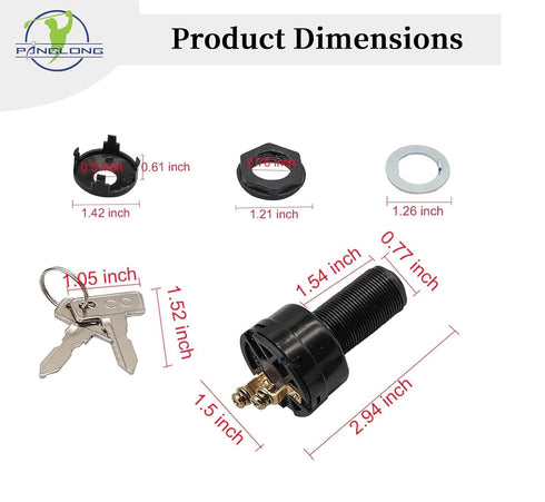 Panglong Starter Switch,Club Car DS Electric Golf Cart 1996-Up Ignition Key Switch, 36 Or 48 Volts,Suit 101826201...